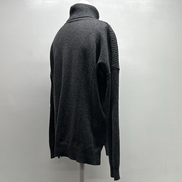 Theory Aldanta 100% Cashmere Sweater Turtleneck Waffle Knit Ribbed Gray S Small - Picture 4 of 10